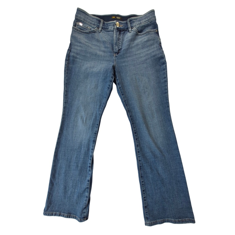 Lee Flex Motion Bootcut Jeans Womens 12 Short Blue Mid Rise Stretch 103408946